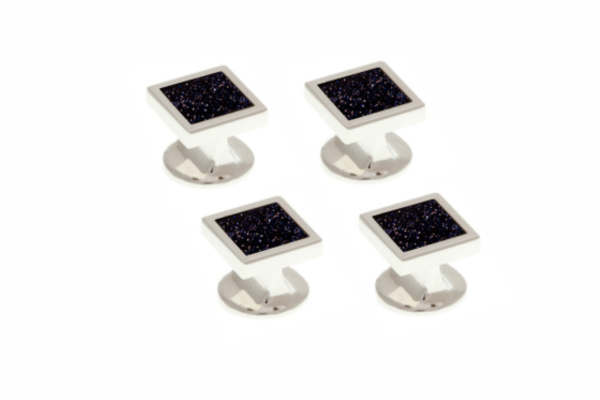 4 Blue Square Goldstone Dress Studs Set