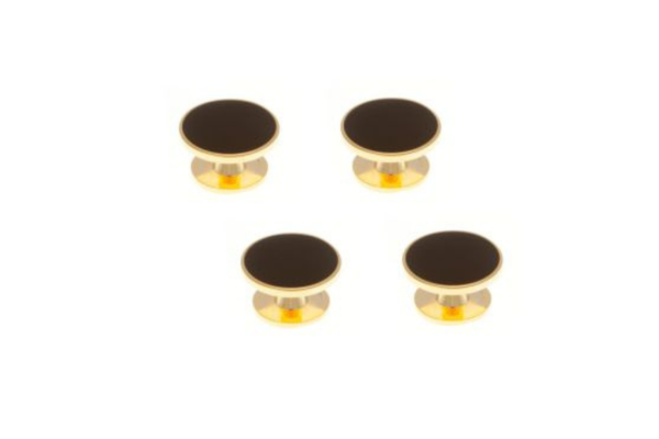 4 Black Gold Plated Dress Studs Set