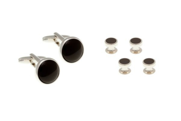 4 Onyx Dress Studs & Cufflinks Set