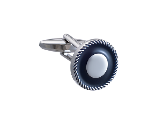 Ropesque Navy and Silver Cufflinks