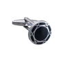 Crossed Edge Black Enamel Cufflinks