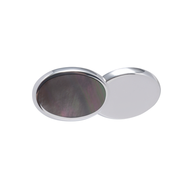 Personalised 925 Sterling Silver Reversible Smokey MOP Double Chain Cufflinks
