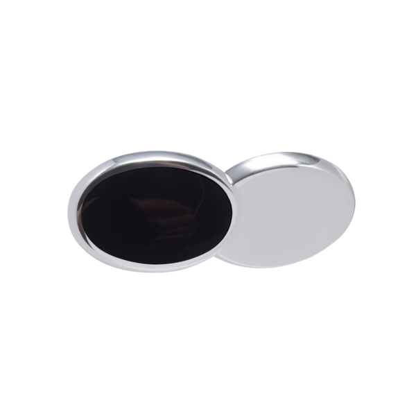 Personalised 925 Sterling Silver Reversible Black Onyx Double Chain Cufflinks