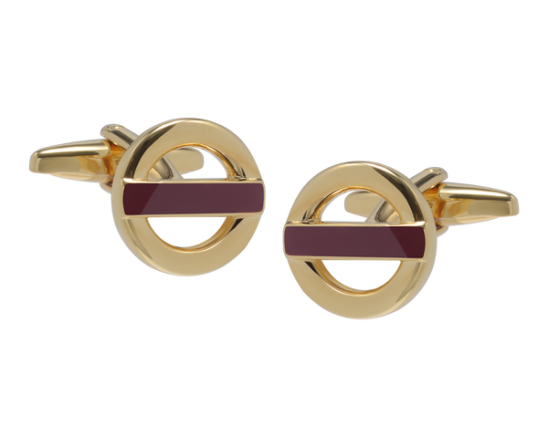 Roundel Gold and Burgundy Cufflinks