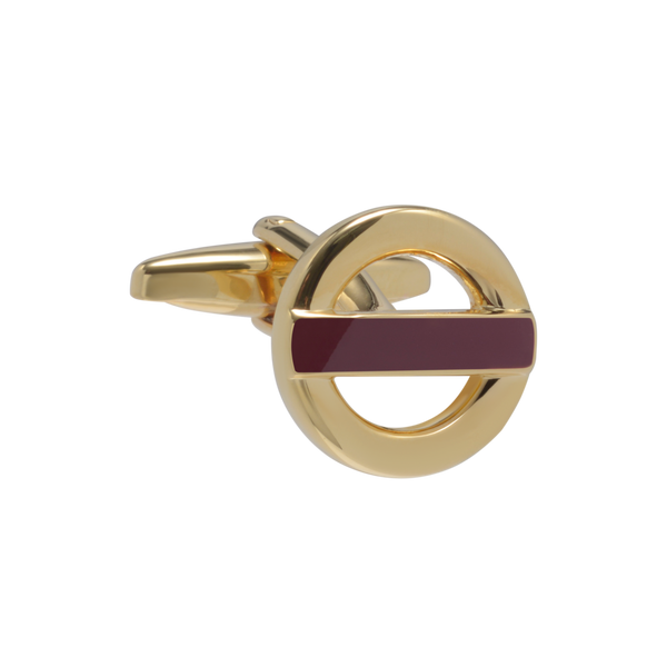 Roundel Gold and Burgundy Cufflinks