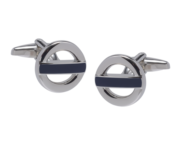 Roundel Metal and Navy Cufflinks