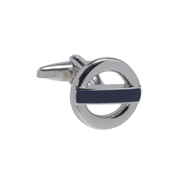 Roundel Metal and Navy Cufflinks
