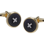 Bold Button Gold & Onyx Cufflinks