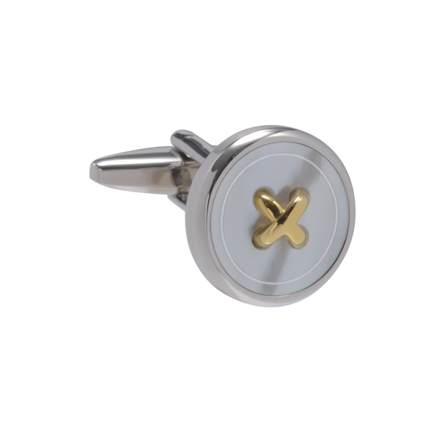 Bold Button Metal and Mother of Pearl Cufflinks