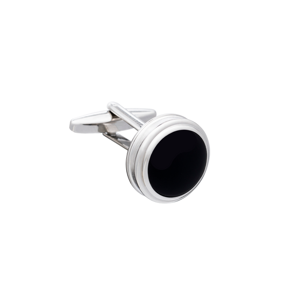 Barrelled Edge Onyx Cufflinks