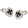 Mother Of Pearl with Black Fleur De Lys Cufflinks