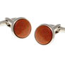 Round Brown Goldstone Cufflinks