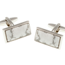 Oblong Howlite Marble Effect Stone Cufflinks