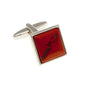 Square Cabochon Red Jasper Semi Precious Stone Cufflinks