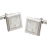 Square Spider's Web White Mother of Pearl Inlay Metal Cufflinks