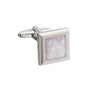 Square Spider's Web Pink Mother of Pearl Inlay Metal Cufflinks