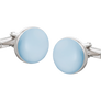 .925 Sterling Silver Blue Mother of Pearl Full Moon Cufflinks