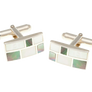 925 Sterling Silver Oblong Mother Of Peal Brickwork Cufflinks