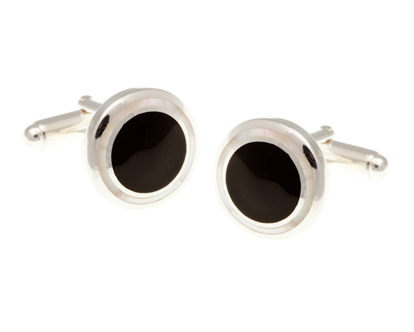 925 Sterling Silver Onyx Mother of Pearl Cufflinks