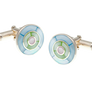 925 Sterling Silver Blue Green Pink Mother Of Pearl Target Cufflinks
