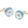 925 Sterling Silver Blue White Mother Of Pearl Target Cufflinks
