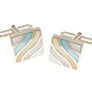 925 Sterling Silver Subtle Wave Mother Of Pearl Cufflinks