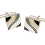 925 Sterling Silver Subtle Wave Multi Mother of Pearl Onyx Cufflinks