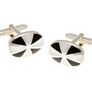 925 Sterling Silver Sunray Mother of Pearl Onyx Cufflinks