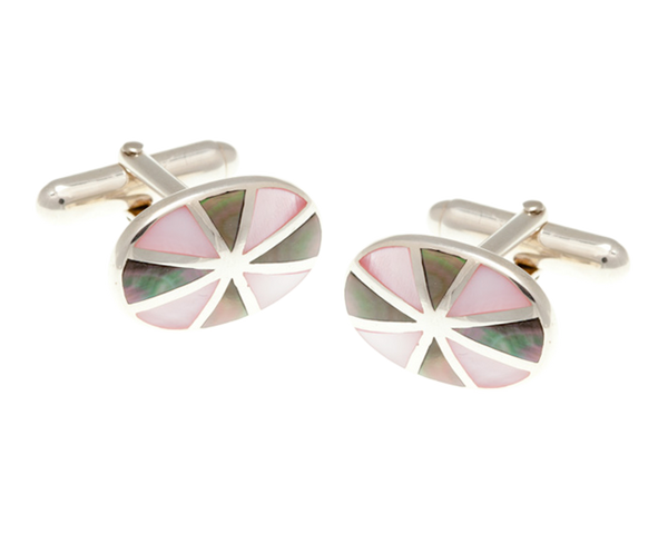 925 Sterling Silver Sunray Mother of Pearl Cufflinks