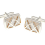 925 Sterling Silver Rectangle Criss Cross White Mother Of Pearl Cufflinks