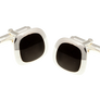925 Sterling Silver Onyx Soft Square Cufflinks