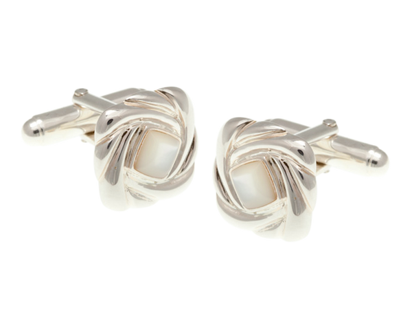 925 Sterling Silver Mother of Pearl Swirl Cufflinks