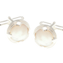 925 Sterling Silver Leaf Edged Round Mother Of Pearl Cufflinks
