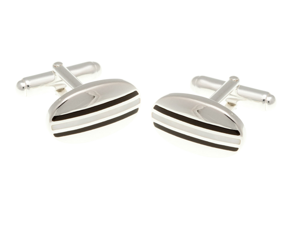 925 Sterling Silver Striped Mother of pearl Onyx Cufflinks