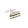 Sterling Silver3 Line Black Onyx & Mother Of Pearl .925 Sterling Silver Cufflinks - by Elizabeth Parker England