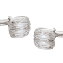 925 Sterling Silver Crossed Lines Soft Square Cufflinks