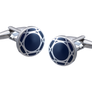 Crossed Edge Navy Enamel Cufflinks