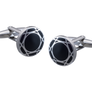 Crossed Edge Black Enamel Cufflinks