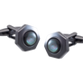 A Bolt Of Elegance Gunmetal & Smokey Mother Of Pearl Hexagon Cufflinks