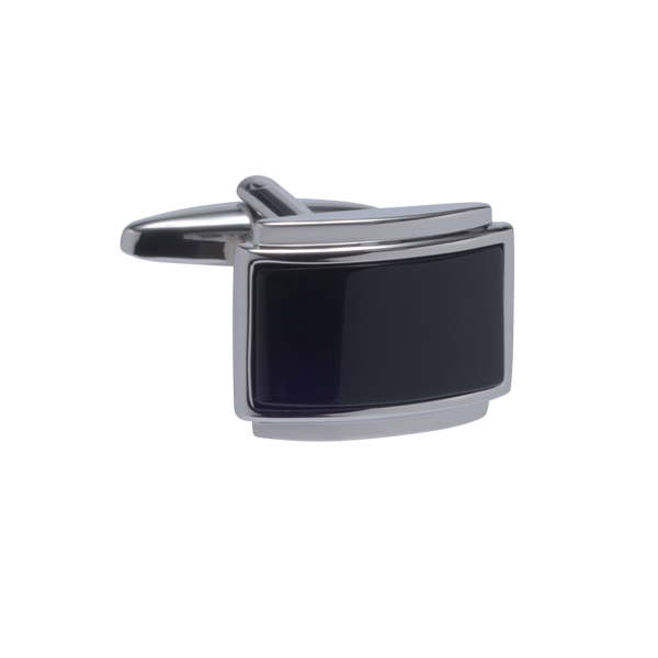 Plinthed Metal Onyx Rectangle Cufflinks