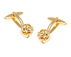 Gold Plated Intricate Woven Ribbon Knot Cufflinks