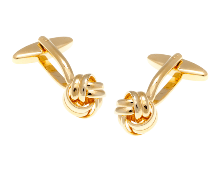 Gold Plated Intricate Woven Ribbon Knot Cufflinks
