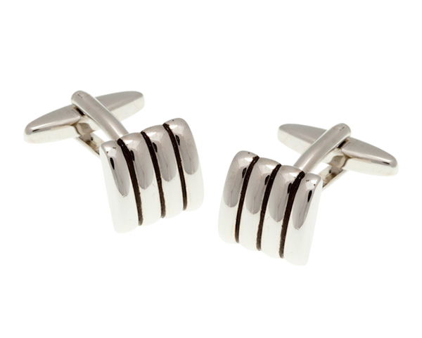 Domed Stripe Square Cufflinks
