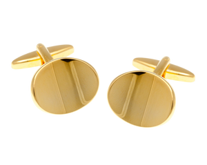 Abstract Oval Gold Plated Cufflinks