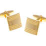 Gold Plated Striped Square Cufflinks
