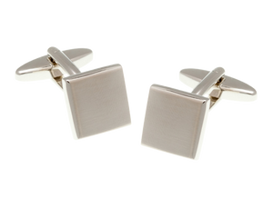 Brushed Square Cufflink and Silk Pocket Square Christmas Gift Set