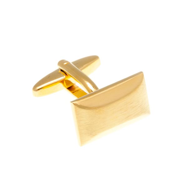 Oblong Brushed Gold Plated Plain Metal Simply Metal Cufflinks by Elizabeth Parker England