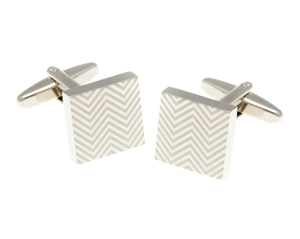 Herringbone Patterned Square Cufflinks