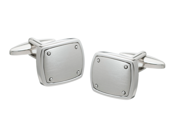 Brushed Finish Rivet Square Cufflinks