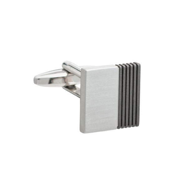 Gun Metal Inside Track Tie Square Metal Cufflinks by Elizabeth Parker England